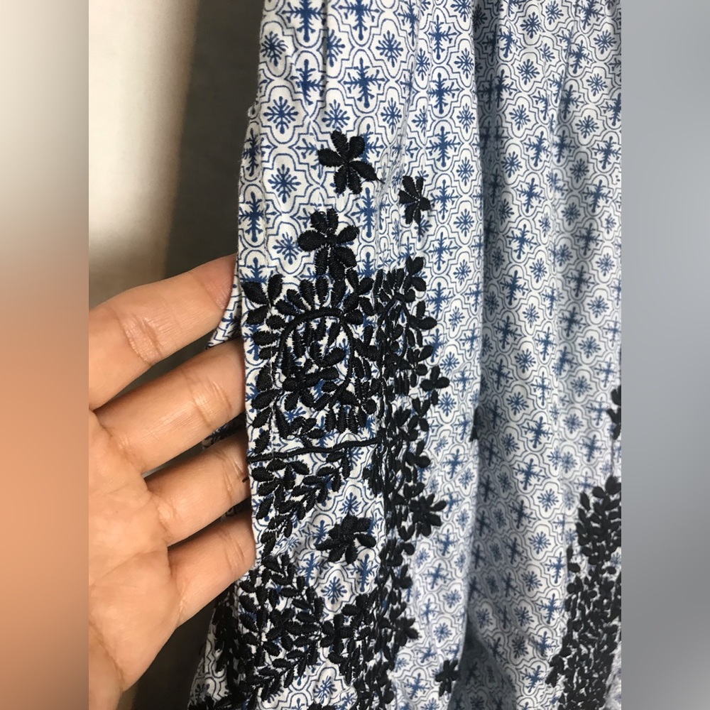 Moulinette Soeurs Coquette Blue Floral Embroidered Fit & Flare Dress Size 0 Boho - Picture 11 of 16